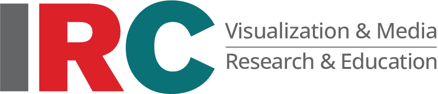 The Imaging Research Center logo (IRC) followed by the words: Visualization & Media, Research & Education