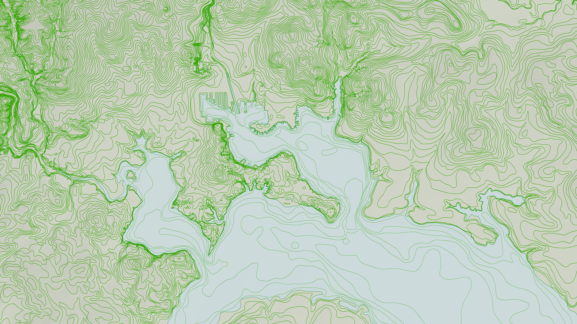 Elevation contour lines hand copied from early topographical maps.