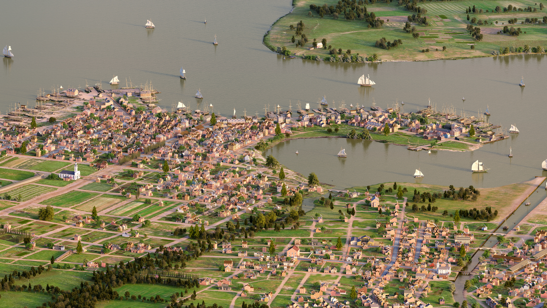 Overview 3D model of Baltimore, Circa 1815